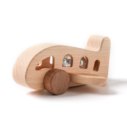 Montessori Baby Wooden Plane Toys Glass Beads Plane Children Toy