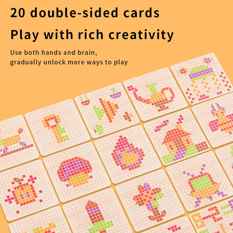 3D Pixel Particle Wooden Blocks Mosaic Puzzle, Pointillism Educational Building Toy