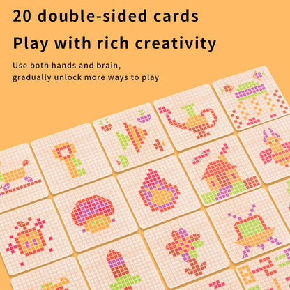 3D Pixel Particle Wooden Blocks Mosaic Puzzle, Pointillism Educational Building Toy