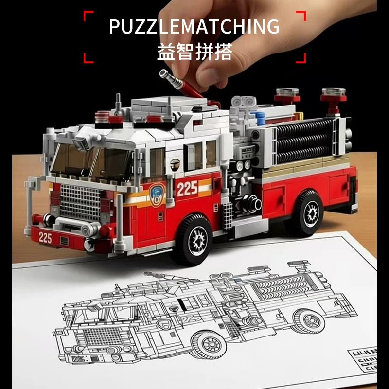 Le Yi 31070 American-style fire truck building toy city