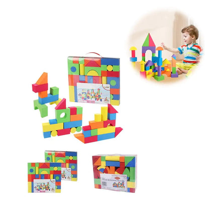 Wooden Building Blocks Set with Storage Bag Wooden Toys