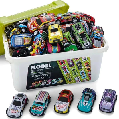 10/20/30 Pcs Alloy Pull Back Car Model Cool Boy Inertial Racing Cars with Storage Box