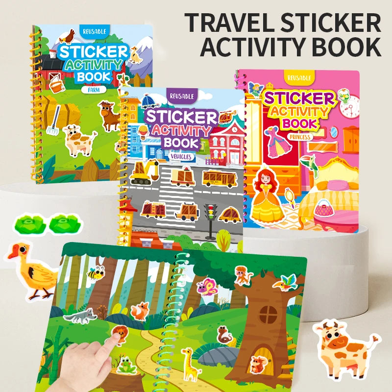 Children Reusable Jelly Sticker Book Creative Multi-Theme Cartoon Stickers