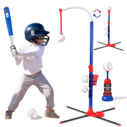 3-in-1 Kids Baseball Toy Set with Hanging Ball Stand