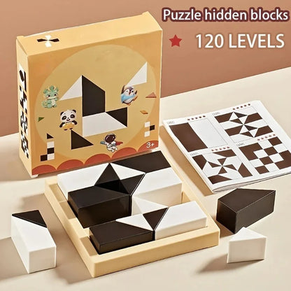 120 Level Hidden Blocks Puzzle Toy Enhances Logic Spatial Reasoning Educational