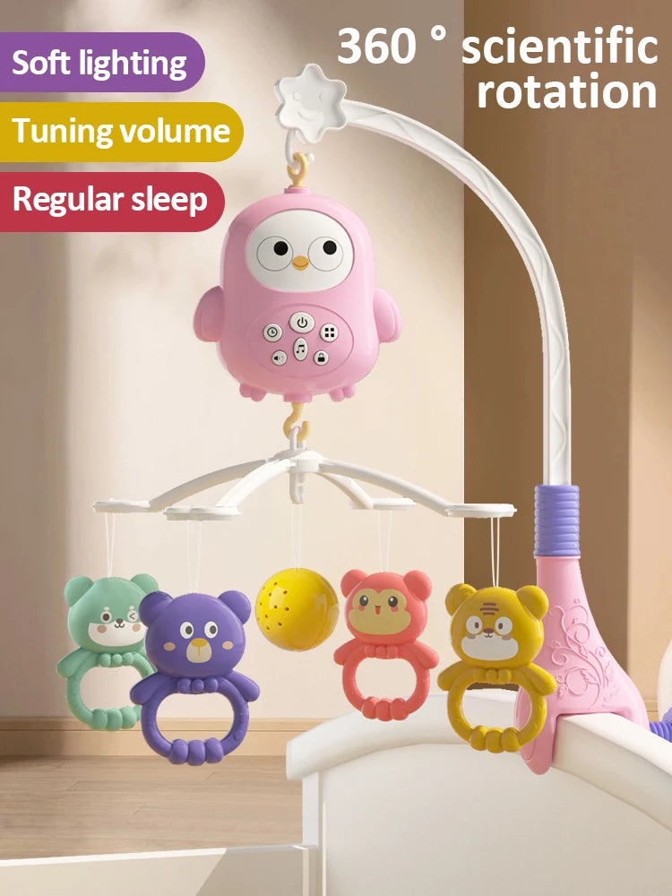 Baby Music Rotating Bed Bell Toy Cute Owl Shape Modern Baby Hanging Rattle