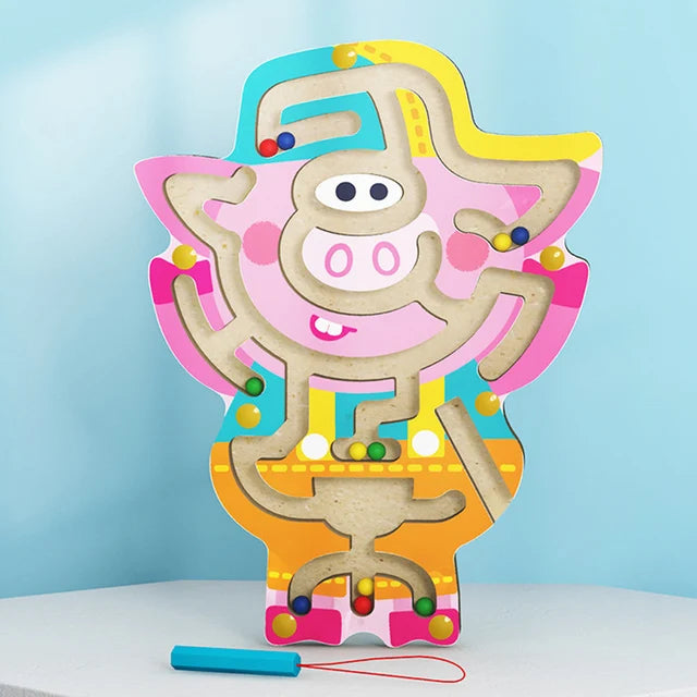 Children Magnetic Maze Toy Kids Wooden Puzzle Game Toy Kids Early Educational
