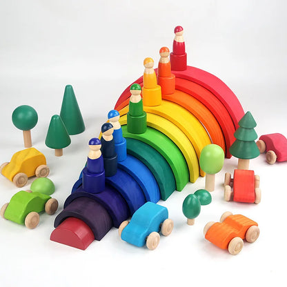 Wooden Rainbow Block Colorful Stacking Building Block