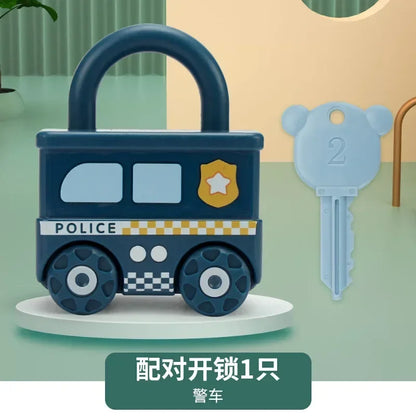 Number Matching Lock Toys Baby Learning Lock with Key Car Game