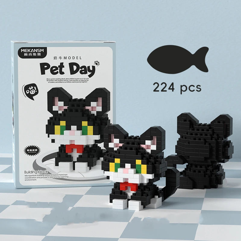 18 New Pet Cat And Dog Animal Dolls Children's Educational Building Block Toys