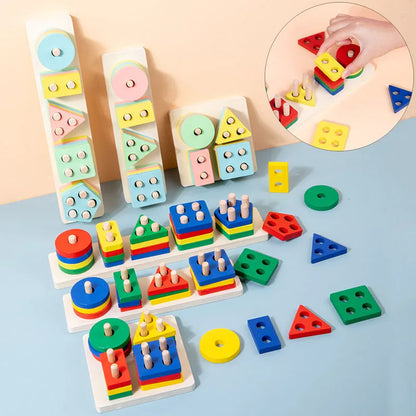 Montessori Toy Wooden Building Blocks Early Learning Educational Toys