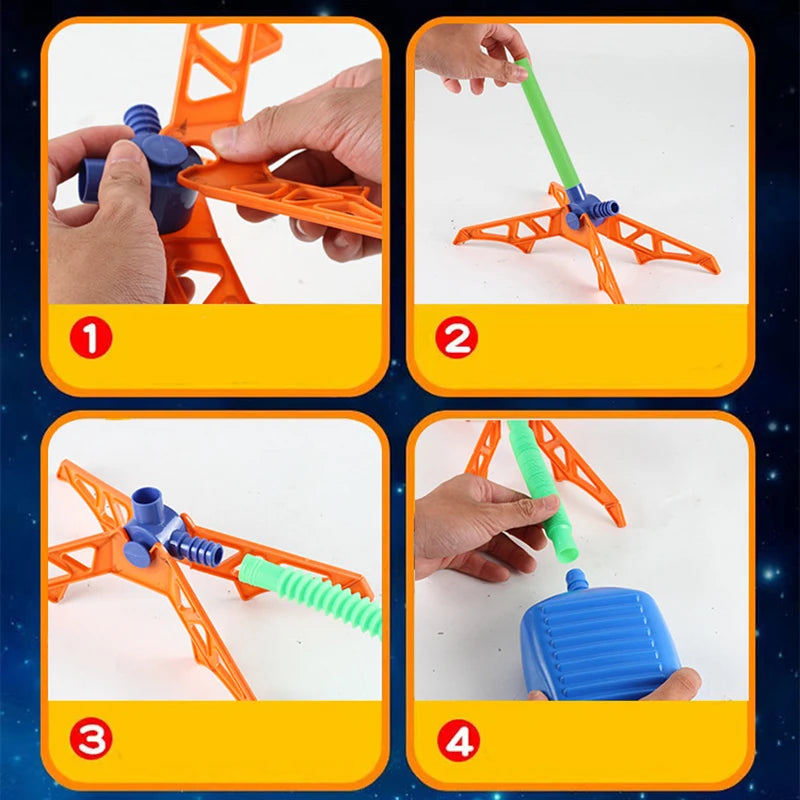 Kids Rocket Launcher Step Pump Power Air Pressed Stomp Outdoor Family Games