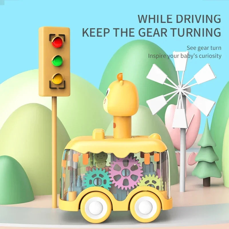 Baby Toy Press and Go Gear Car Toy for Toddlers 1 2 3 Years Old Light