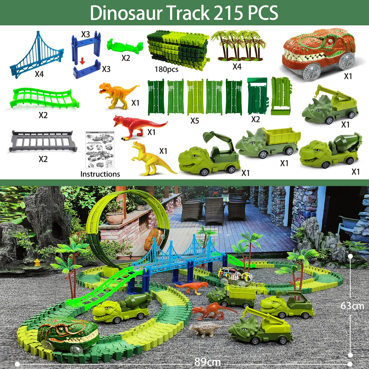 Children Electric Magic Climbing Dinosaur Track Toy Engineering Car Kids Track