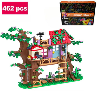 Friends City Tree House Summer Holiday Villa Castle Building Blocks