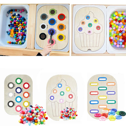 Children's Sensory Tray Table Color Hairball Game Wooden Tile Montessori