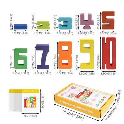 Colorful Building Blocks Wooden Toys Stacking Games Montessori Toys with Cards Digit Blocks