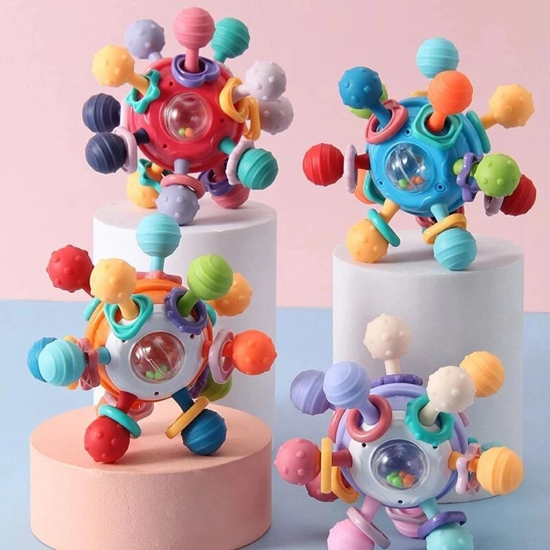 Baby Montessori Toys 0 6 12 Months Sensory Rattle Teether