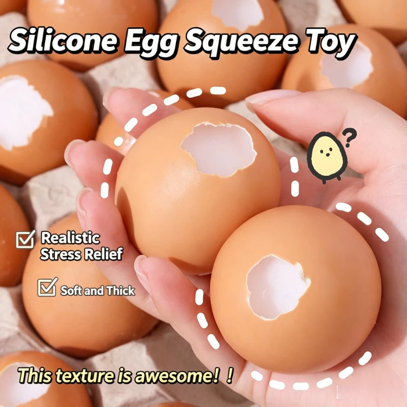 Realistic Silicone Egg Squeeze Toy Crack Egg Fidget