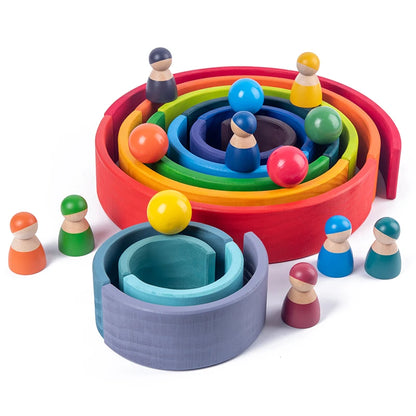 Wooden Rainbow Block Colorful Stacking Building Block