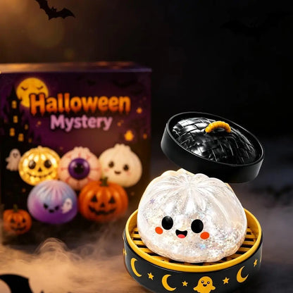 5.5cm Soft Squishy Dumpling Toy With Halloween Theme Steamed Box