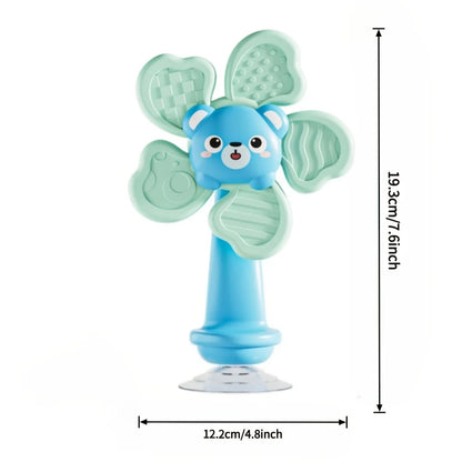 Baby Suction Cup Windmill Toy - Manual Rotating Wind- Spinner with & Bear Animal Shapes