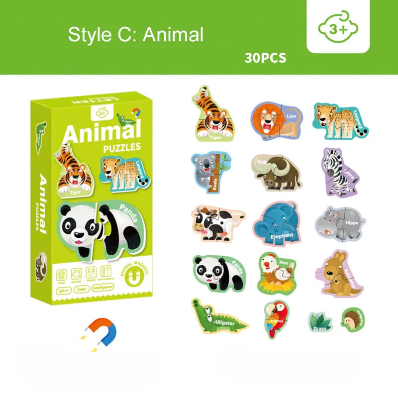 Magnetic Cognitive Matching Puzzle Letters Numbers Animal Vehicle