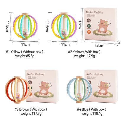 Rattle Toy Wooden Rain Drum With Silicone Silicone Teeth Grinding Rod Baby Toy