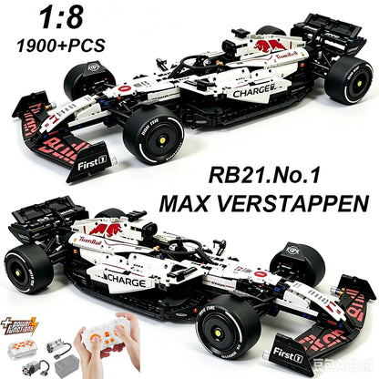 1:8 Technical Classic Performance RB21 White Bull Sports Car Building Blocks