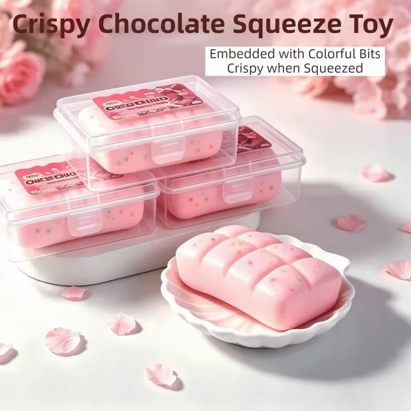Crispy Clay Filled Chocolate Squishy Fidget Squeeze Toy Crunch Texture