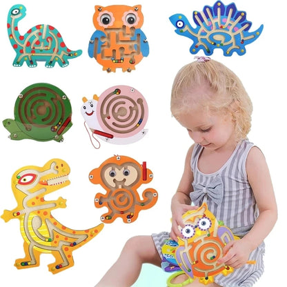 Children Magnetic Maze Toy Kids Wooden Puzzle Game Toy Kids Early Educational