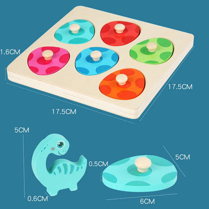 Wooden Dinosaur Jigsaw Puzzle Toys Montessori Peg Puzzle Game