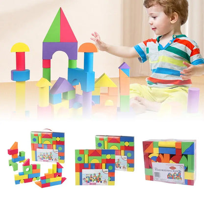 Wooden Building Blocks Set with Storage Bag Wooden Toys