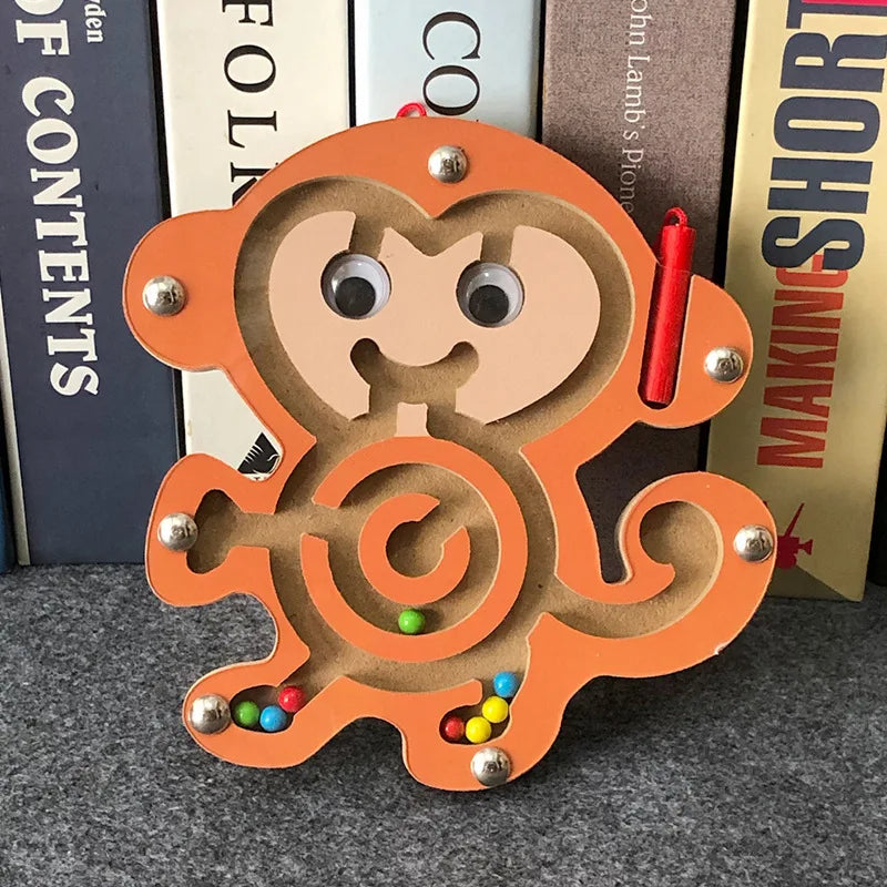 Children Magnetic Maze Toy Kids Wooden Puzzle Game Toy Kids Early Educational