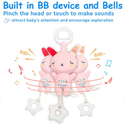 Baby Rattles with Teethers Soft Plush Stroller Car Seat Crib Baby Hanging Toys