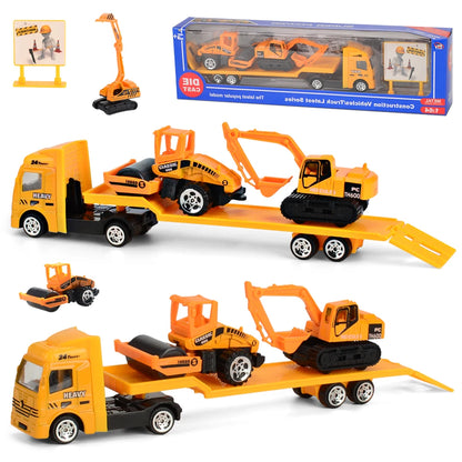 Mini Trailer Truck Toy, Alloy Plastic Construction Vehicle Truck