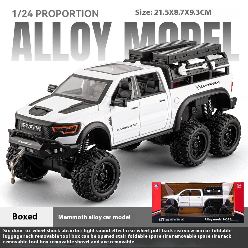 Large Size 1:24 Mammoth 6X6 Off-road Pickup Truck Children's Toy Car
