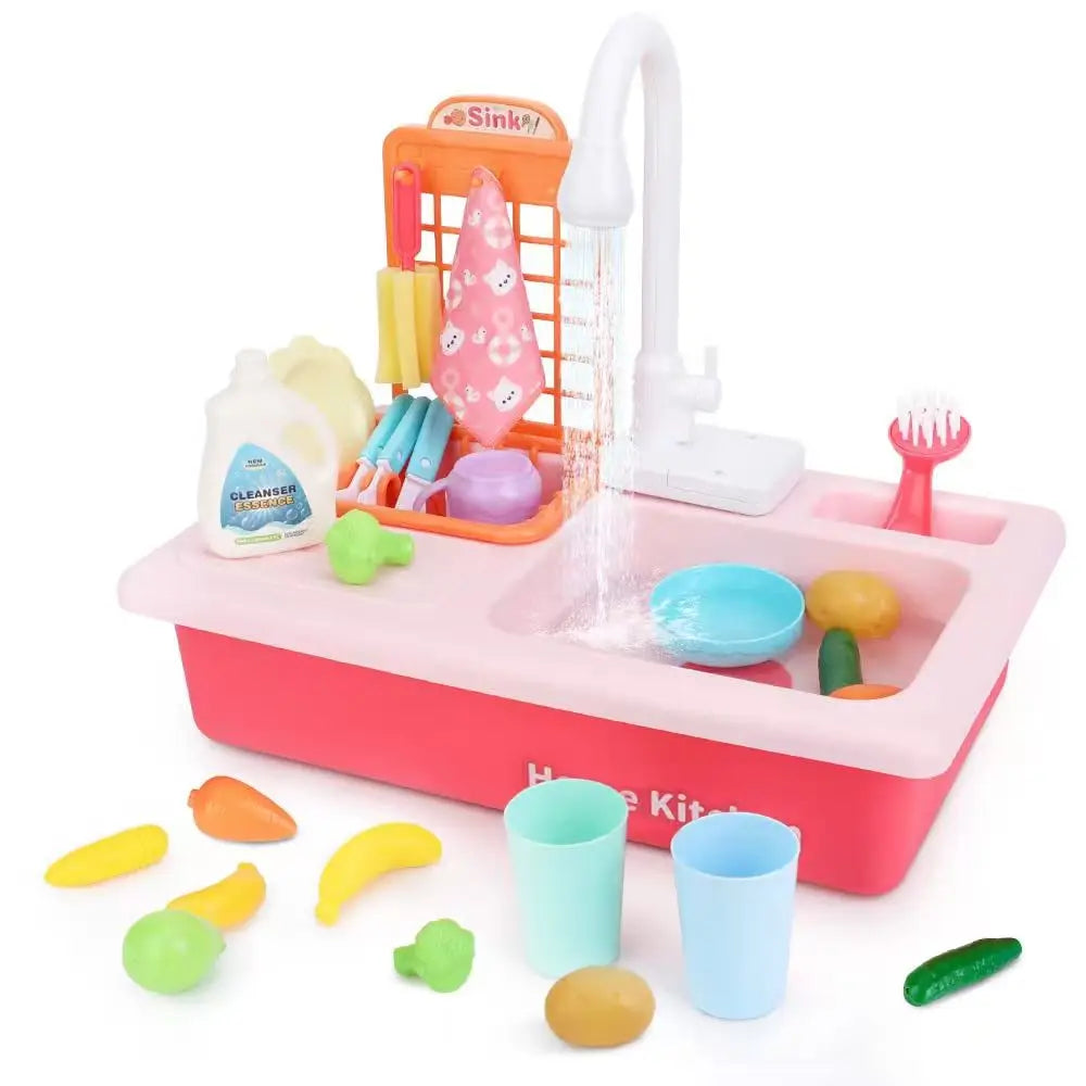 Kids Electric Kitchen Sink Toys with Running Water
