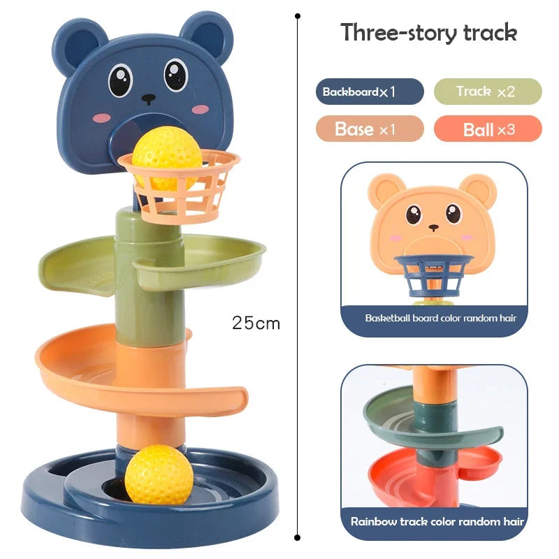 2-7 Layes Track Rolling Ball Pile Tower Early Educational Toy