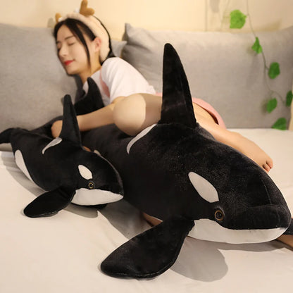 New Lifelike Orcinus Orca Black Killer Whale Plush Toys Big Fish