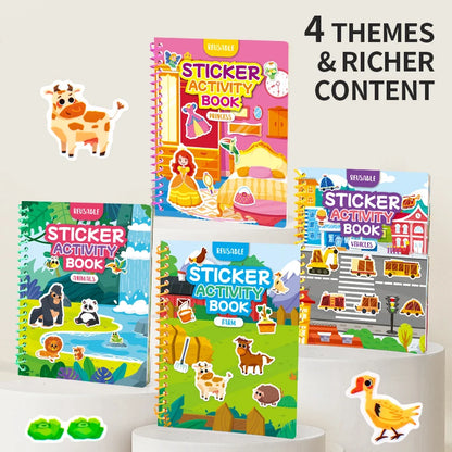 Children Reusable Jelly Sticker Book Creative Multi-Theme Cartoon Stickers