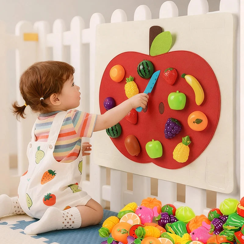 Baby Felt Board Play Food Toys Wall Sticker Fruits Vegetables