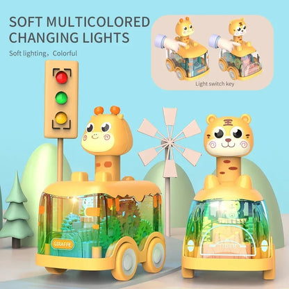 Baby Toy Press and Go Gear Car Toy for Toddlers 1 2 3 Years Old Light