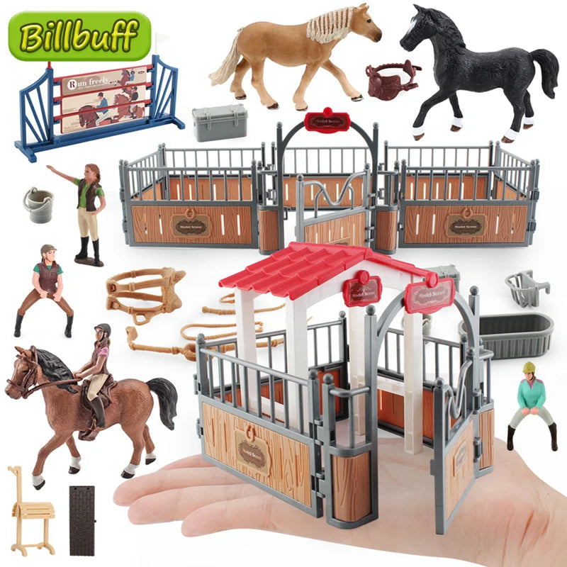 DIY Horse Race Model Horseman Farm Animal Figurines