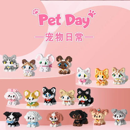 18 New Pet Cat And Dog Animal Dolls Children's Educational Building Block Toys