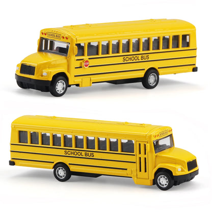 Simulation Alloy Pull Back School Bus Children's Inertia Toys Car