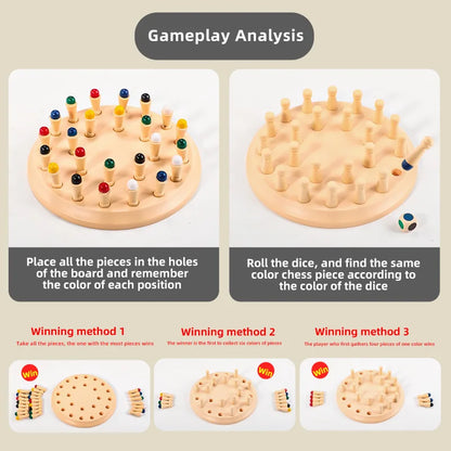 Memory Matching Puzzle Board Game with Dice & Sticks
