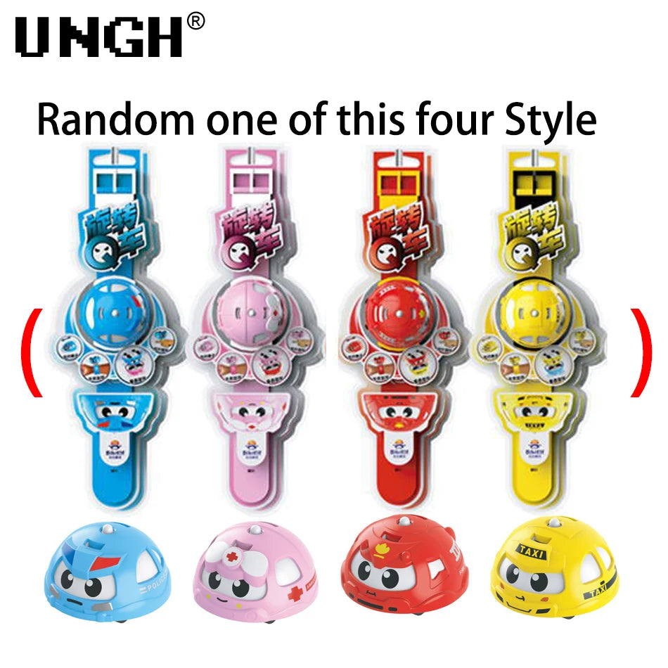 UNGH Rotating Gyro Watch Battle Cars Spinning Top Toy Pull Back