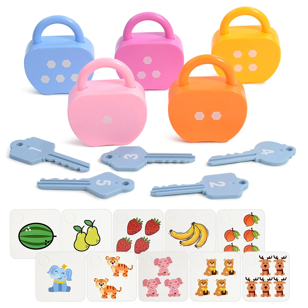 20PCS Kids Alphabet Lock Key Toy Set Car Locks Montessori Educational Number Matching