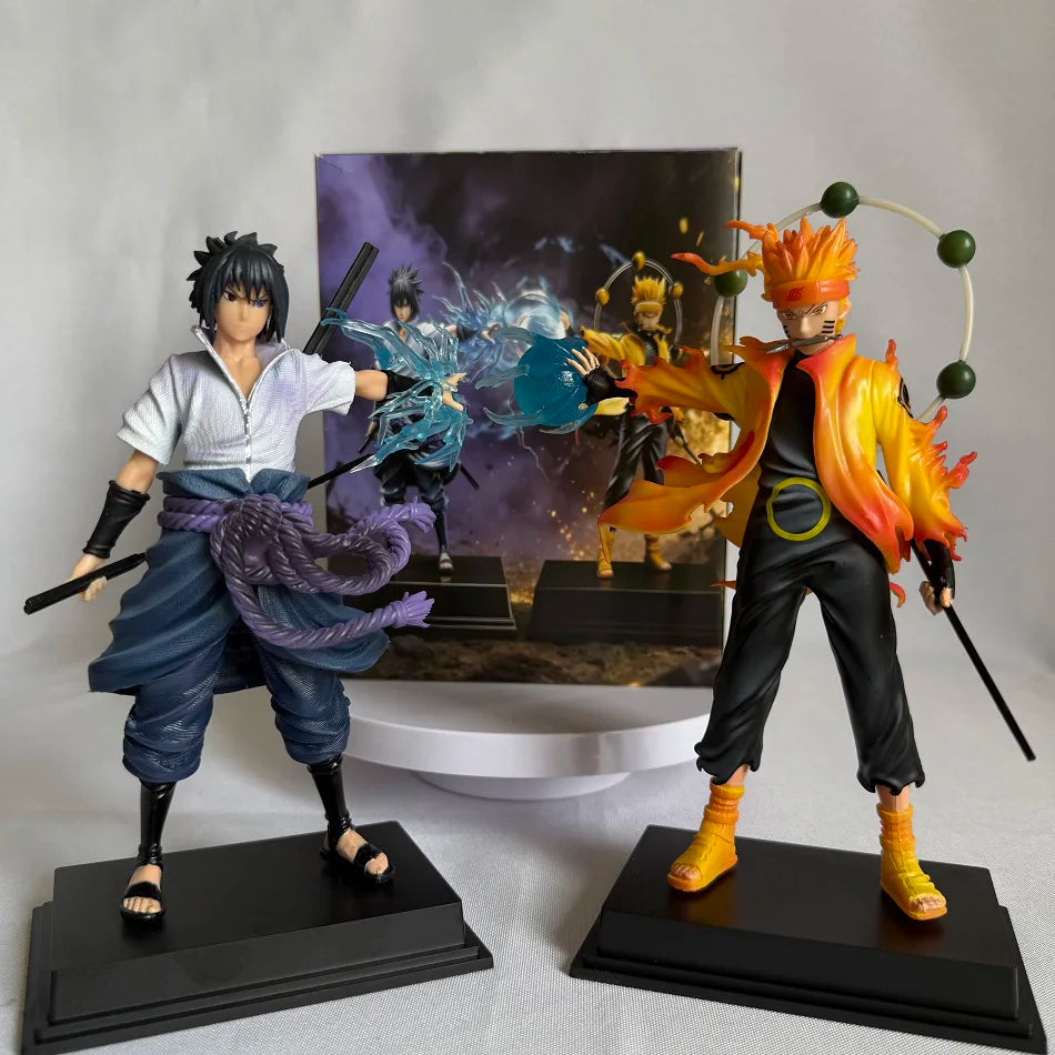 22cm Naruto Shippuden Anime Figure AK Uzumaki Naruto Uchiha Sasuke Action Model Pvc Statue